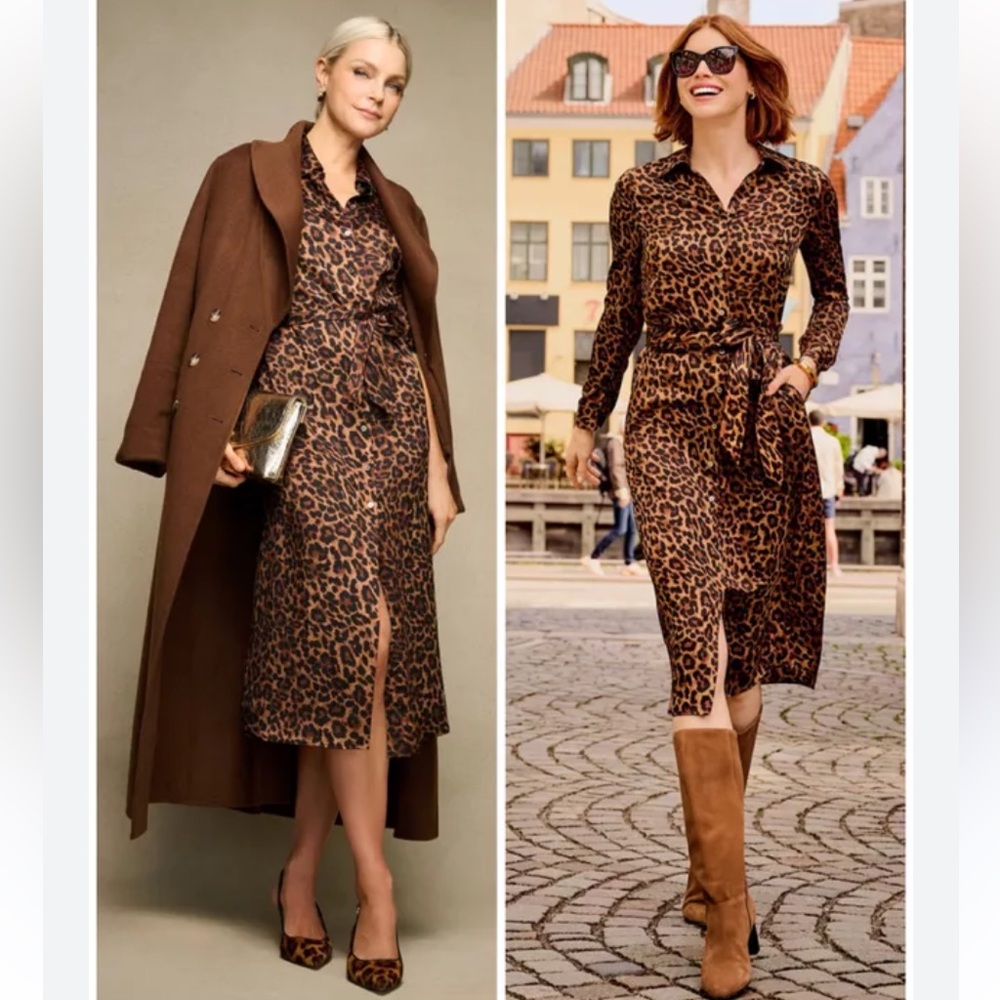 Talbots Leopard Shirt Dress - Sz L - Picture 9 of 9